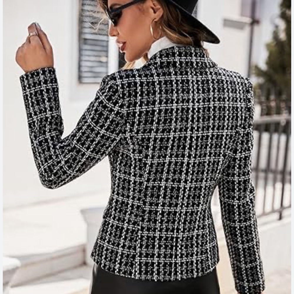 Giorgio Sant’ Angelo Black White Gray Houndstooth Blazer Jacket